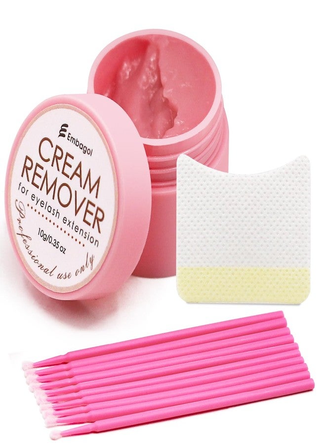 Embagol Lash Remover for Lash Extensions 10g No Burn Cream Remover With Micro Cotton Swabs and Eye Pad Sticker Professional Eyelash Extensions Lash Tech Salon Supplies - Image 1
